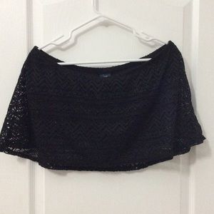 Black lace embroidery bikini bottoms w/ skirt